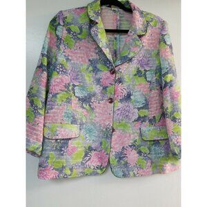 Jacket Lightweight Flower Print Womens Size MEDIUM